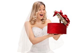 Bride opening a present