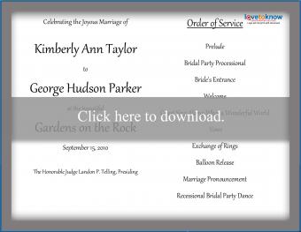 free wedding program templates for word tree