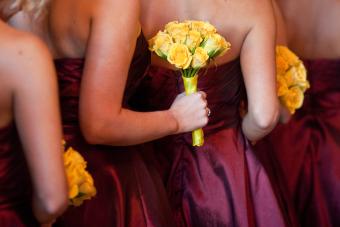 Bridesmaids with Yellow Bouquets Standing in Line