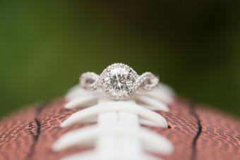 Diamond Engagement Ring on Football 