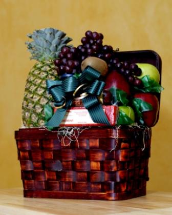 A fruit gift basket for wedding party members