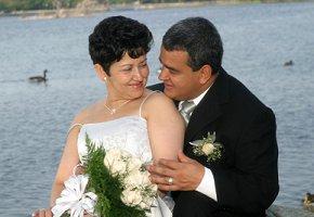 Middle-aged couple renewing their vows