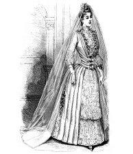 Illustration of a Victorian bride in her wedding dress