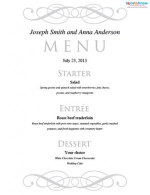 Free Printable Wedding Menu Templates | LoveToKnow