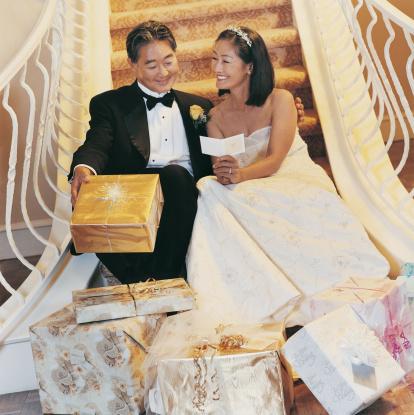 reading a wedding card