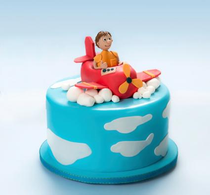 Cake with airplane and pilot