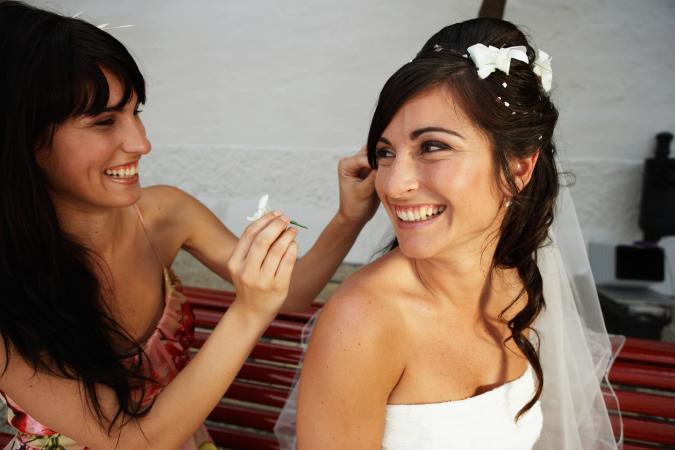 bride and maid of honor