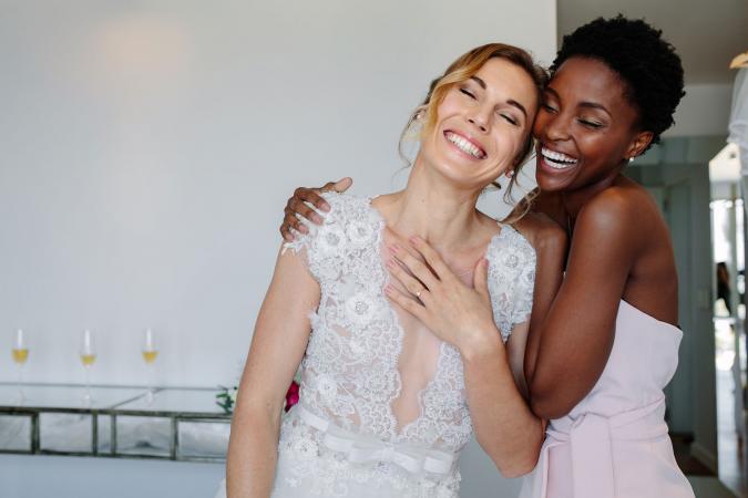 bride and maid of honor together