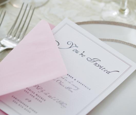Wedding invitation printed with an elegant font