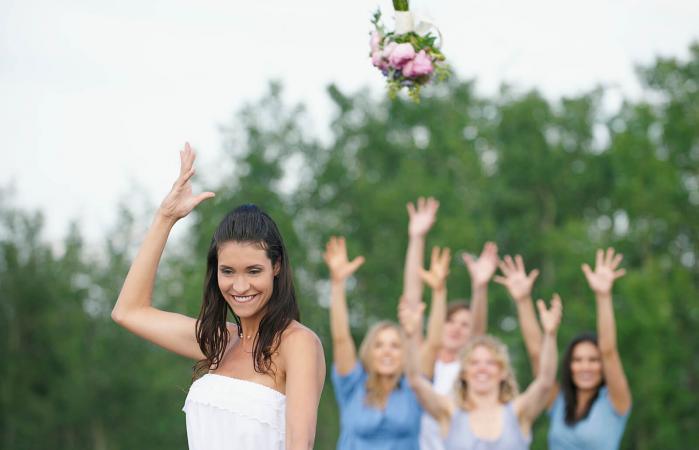 Bride Tossing Bouquet