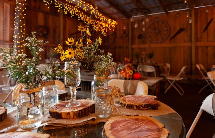 Barn wedding set up for guests