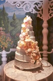8-tier peach floral wedding cake by Jasmine Bojic