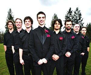Wedding photo of the groom and his groomsmen