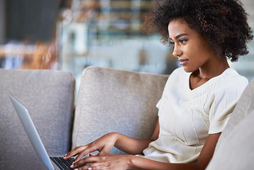woman using a laptop