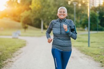 Senior woman running for exercise