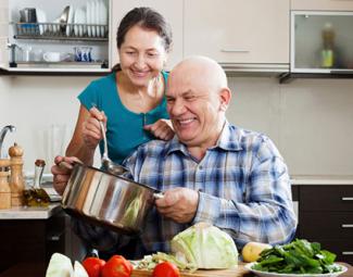 Seniors cooking together
