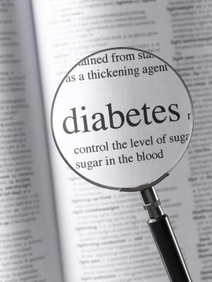 The word diabetes under a magnifying glass
