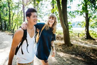 friends on a nature walk to help with stress and anxiety as first responders