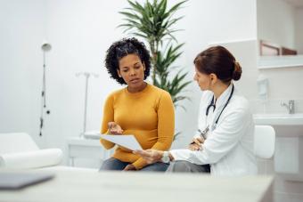 Patient and doctor discussing test results