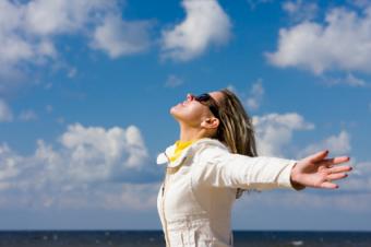 Woman exhulting