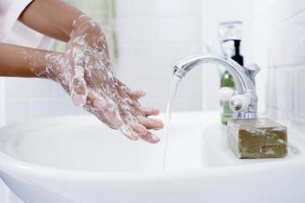 Washing hands with soap and water