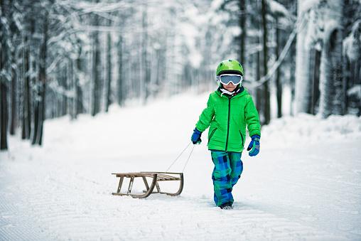 boy and his sled