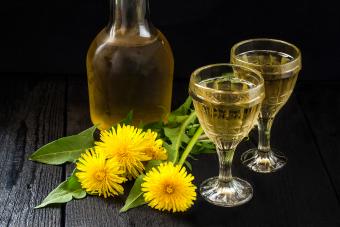 Dandelion wine and goblet