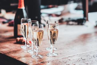 Champagne Flutes On Table