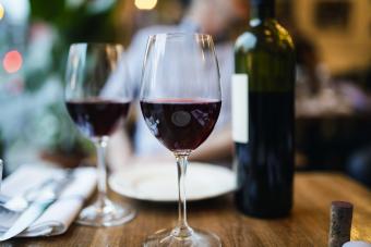 Red wine on restaurant table