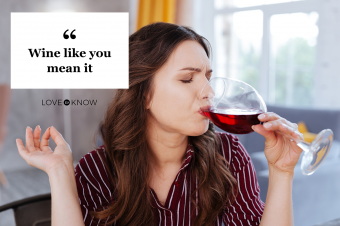 Woman drinking wine after stress