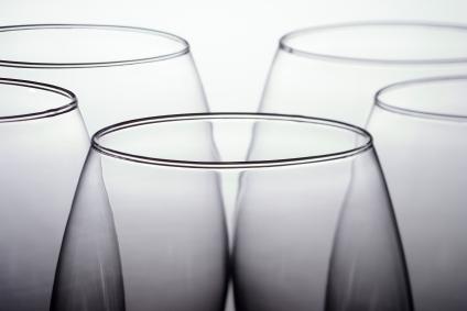 tops of wine glasses