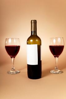 red wine and glasses
