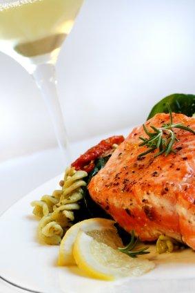 salmon and wine