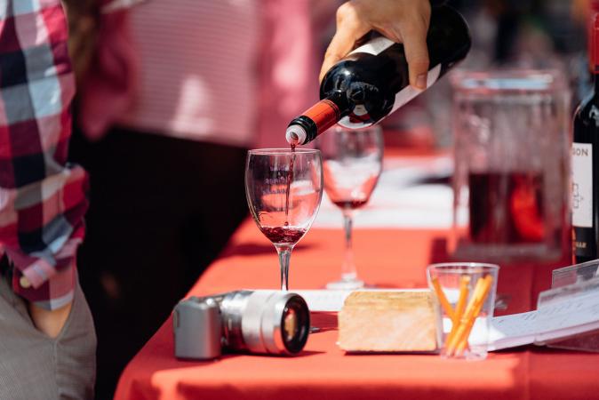 Pouring wine at Montpelier Wine Festival
