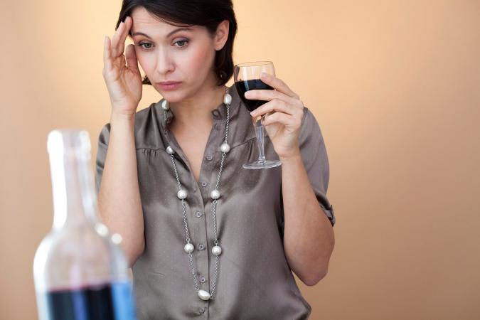 Woman drinking wine