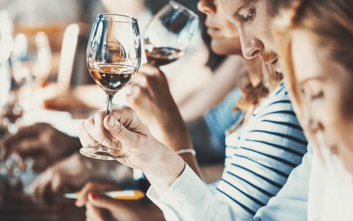 People at a wine tasting party