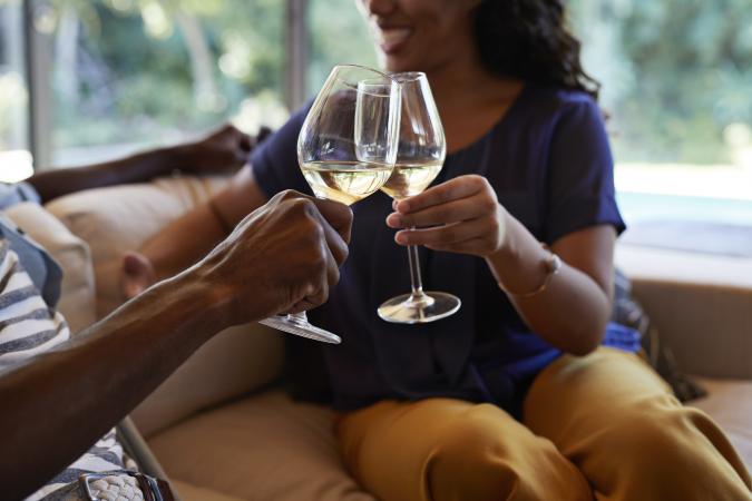 Toasting with white wine