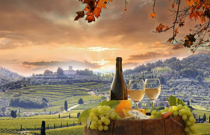 Wine still-life in Chianti, Tuscany, Italy