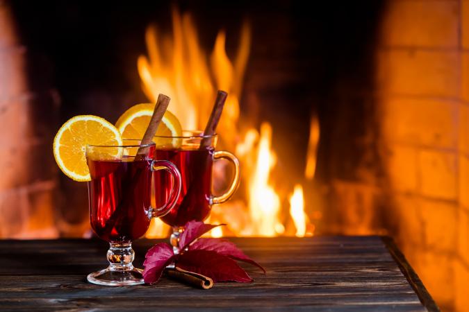 Mulled wine by the fire