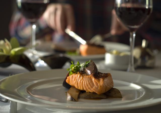 salmon and wine