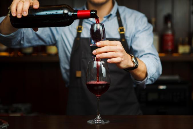 pouring wine through an aerator