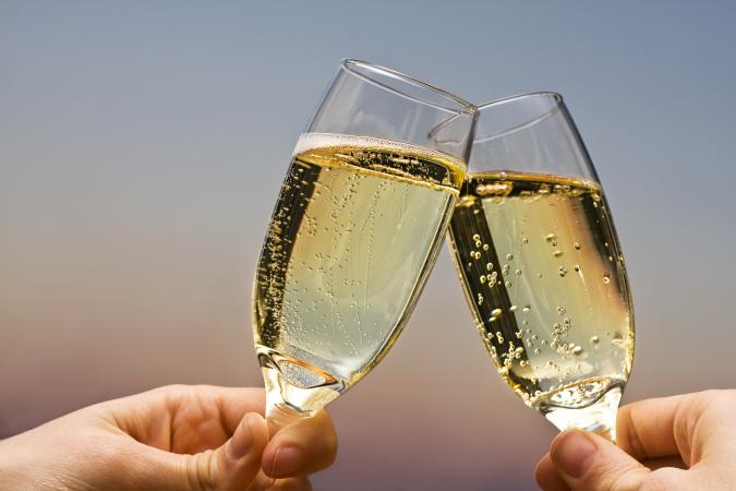 Champagne glasses toast