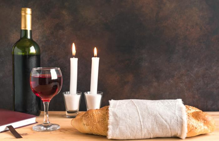Glass of red kosher wine