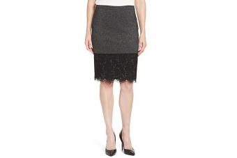 Vince Camuto Lace Hem Tweed Pencil Skirt