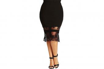 City Chic Lace Hem Midi Tube Skirt