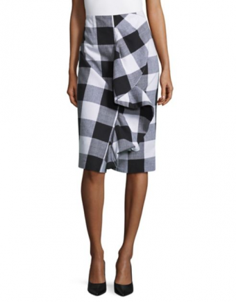 Lord & Taylor Ruffle Front Plaid Pencil Skirt