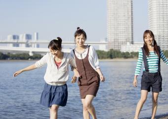 Women walking on beach