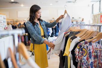 Woman in clothing shop