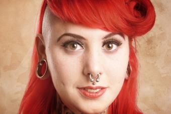 Nose piercing - nose ring piercing, discreet, rhinestones