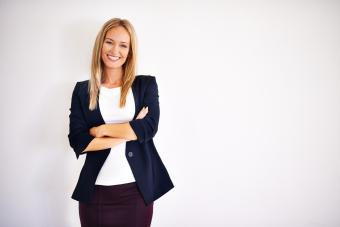 Woman wearing sports jacket